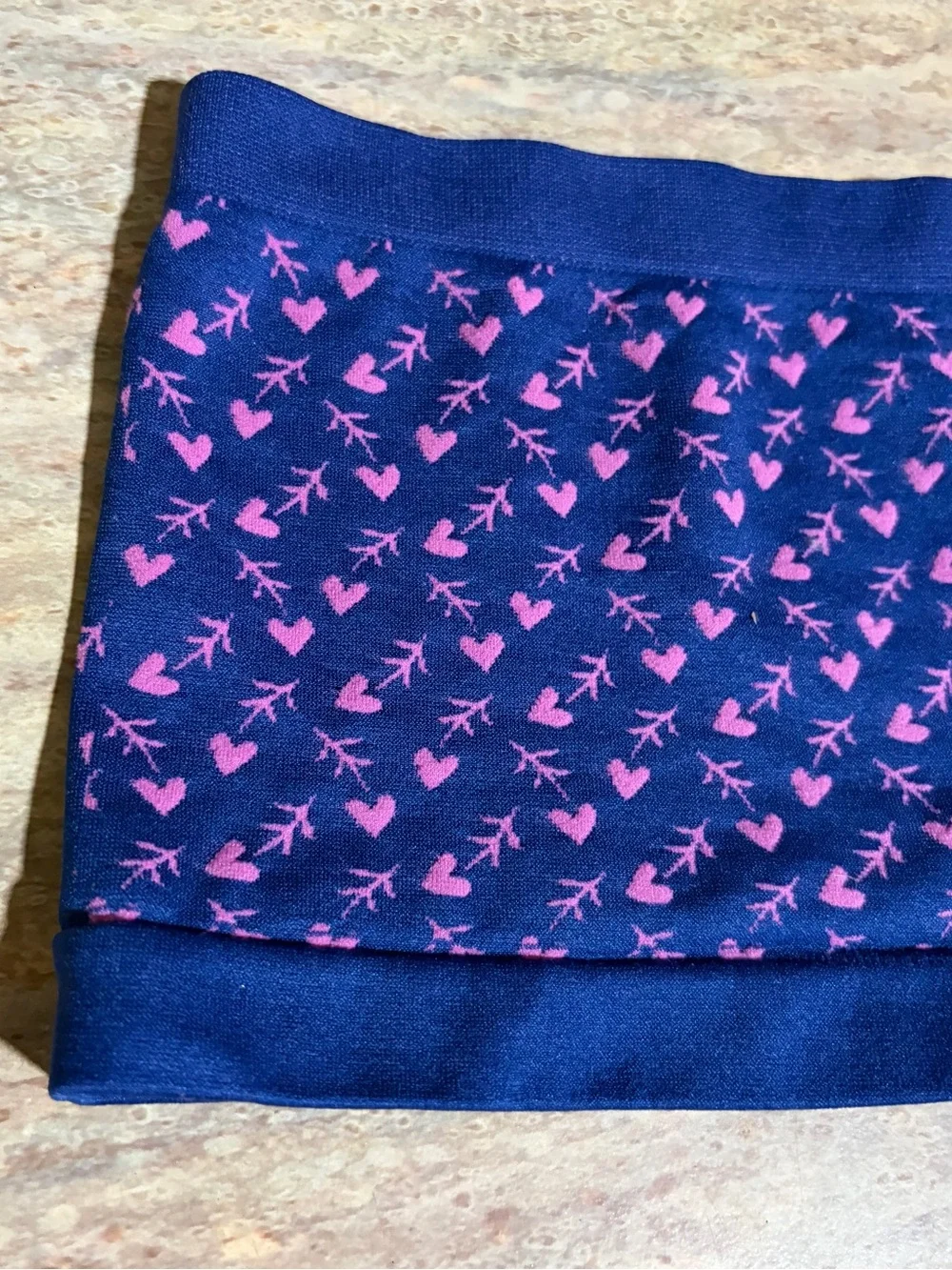 NWOT Victoria’s Secret Pout Navy Blue Boyshorts with Pink Heart Pattern